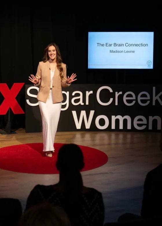 Madison Levine presenting The Ear Brain Connection at TEDxSugarCreekWomen